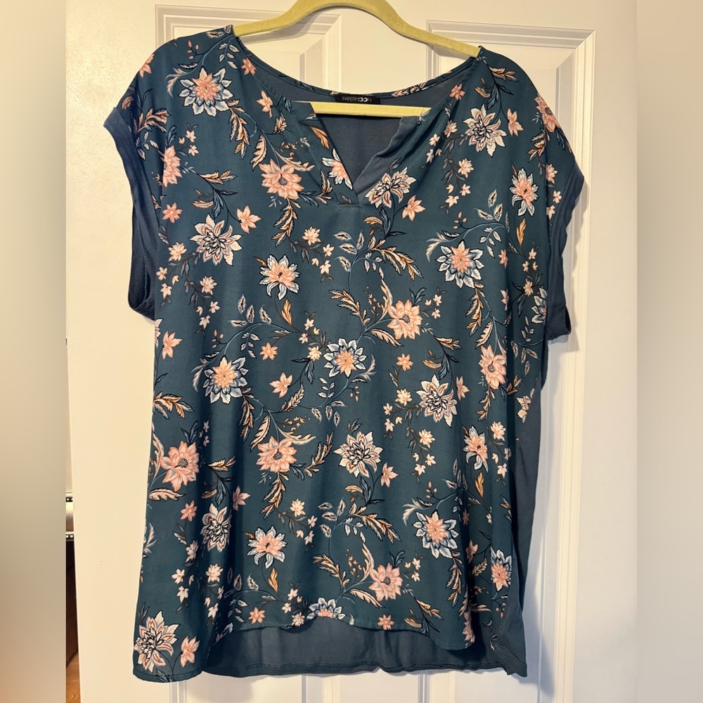 Papermoon Teal Floral Women's Blouse
